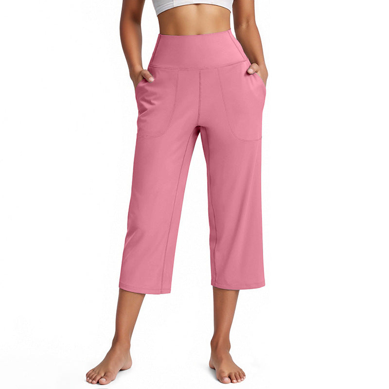 Women's High-Waisted Yoga Pants With Pockets, Straight-Leg Sports Pant ...